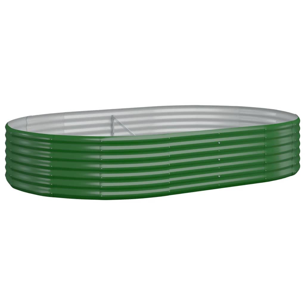 vidaXL Garden Raised Bed Flower Stand Pot Plant Tray Balcony Flower Box Plant Pot Stand Patio Planter Box Powder-coated Steel 214x140x36 cm Green