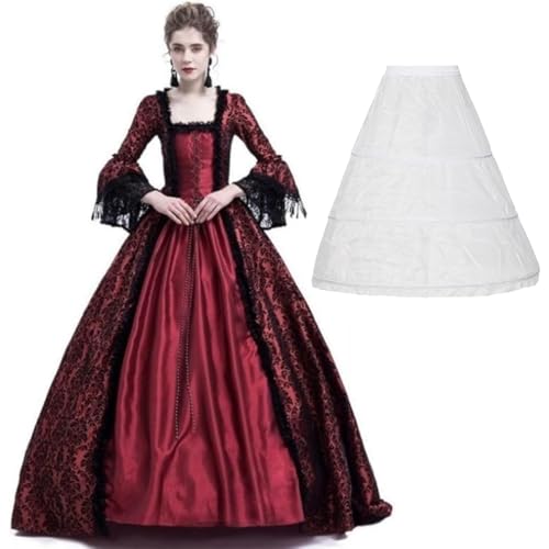 CAMDOM Robe de Soirée Victorienne Baroque Médiévale pour Femme Élégante, Tenue Gothique Longue Cocktail Vintage Style Princesse Opulence Bal Renaissance Événement...
