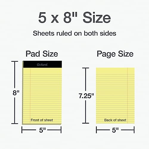 Oxford Legal Pads, 5 x 8 Inch, Narrow Ruled, Yellow Paper, 50 Sheets per Pad, 12-Pack Notepads for Lists, Notes, and Daily Tasks, Compact Size, Double-Sided Writing Pages image 6