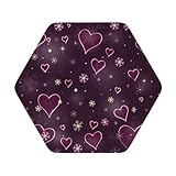 Pevtufa Untersetzer aus Leder mit Schneeflocken und Herzen, für Getränke, 4 Stück, Getränketisch, Tassen-Untersetzer für Wohnzimmer, Küche, Bar, Kaffee-Dekoration