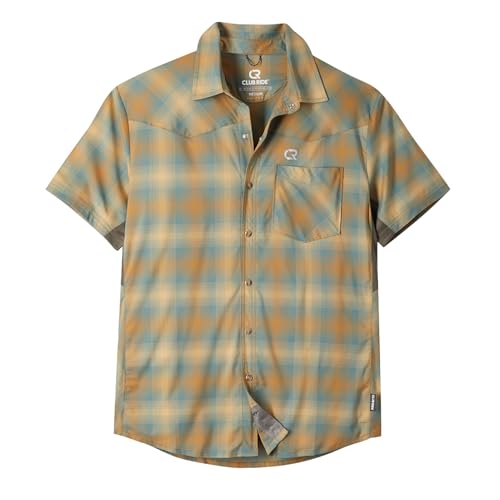 Club Ride Apparel Men's New West Cycling Shirt -Casual Fit Snap Button Bike Jersey, Lightweight & Breathable, UPF 50+ - Dark Forest - Small