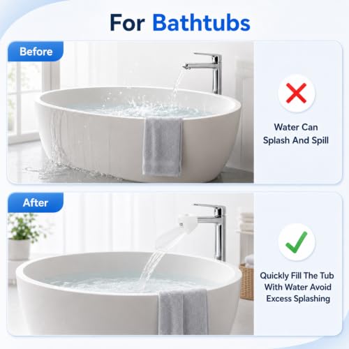 Image of Gjinxi 2PCS Bathtub Extender Silicone Faucet Extender for Kids Kitchen Sink Bathtub Spout Baby Bathroom Faucet Extenders for Kids Hand Washing Faucets Extenders Fit for Most Faucets