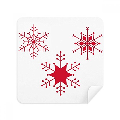 Chiffon de nettoyage téléphone écran et lunettes tissu daim suède flocon de neige rouge 2Pcs
