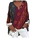 Xmiral Maglia a Maniche Lunghe Donna Camicia Camicetta Donna Taglie Forti Moda Casual Manica Lunga Stampa Top con Scollo a V Allentato ( M,2rosso )