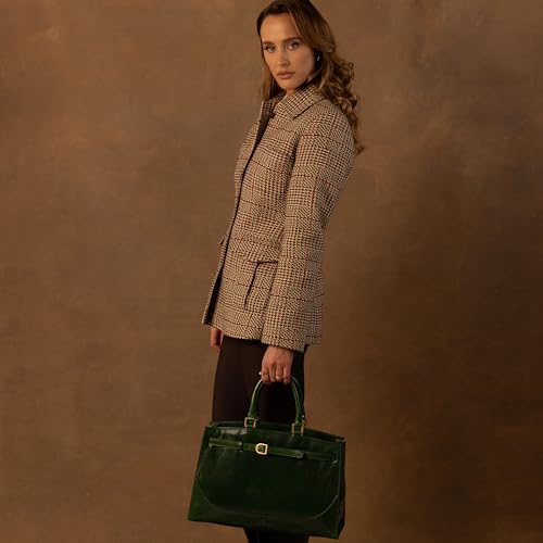 Image of Time Resistance Leather Handbag for Women - Full-Grain Leather Tote Bag - Top Handle Shoulder Bag