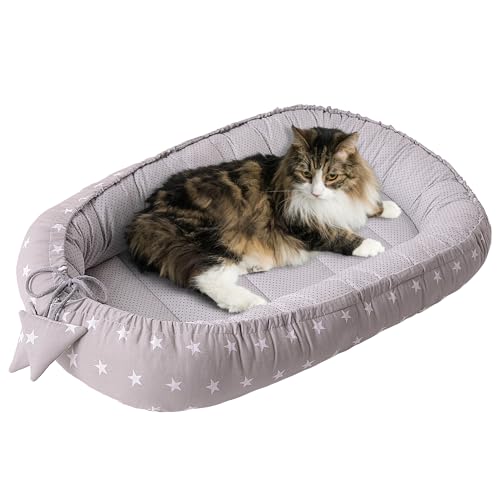 Medi Partners Katzenbett Hundebett 75x60x10cm Katzenschlafplatz Kleine Mittelgroße Hunde Kissen Kuschelbett Katzen Nest