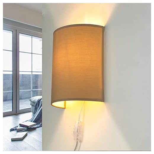 Loft vägglampa med kabelanslutning kaffebrun elegant modern tyg vägglampa ALICE
