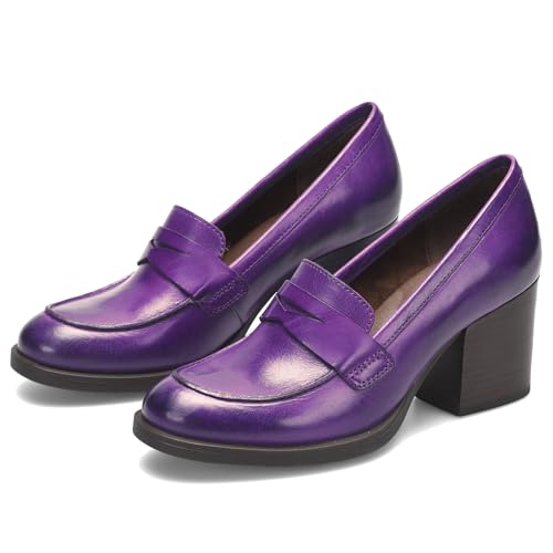 Image of SHODENSE Women Vintage Chunky Heel Loafers Pumps Platform Round Closed Toe Oxford Shoes Burnished Patent Matte Suede Slip On Dress Loafer Block Stacked Heels Office Formal Work Business 4-11 M US