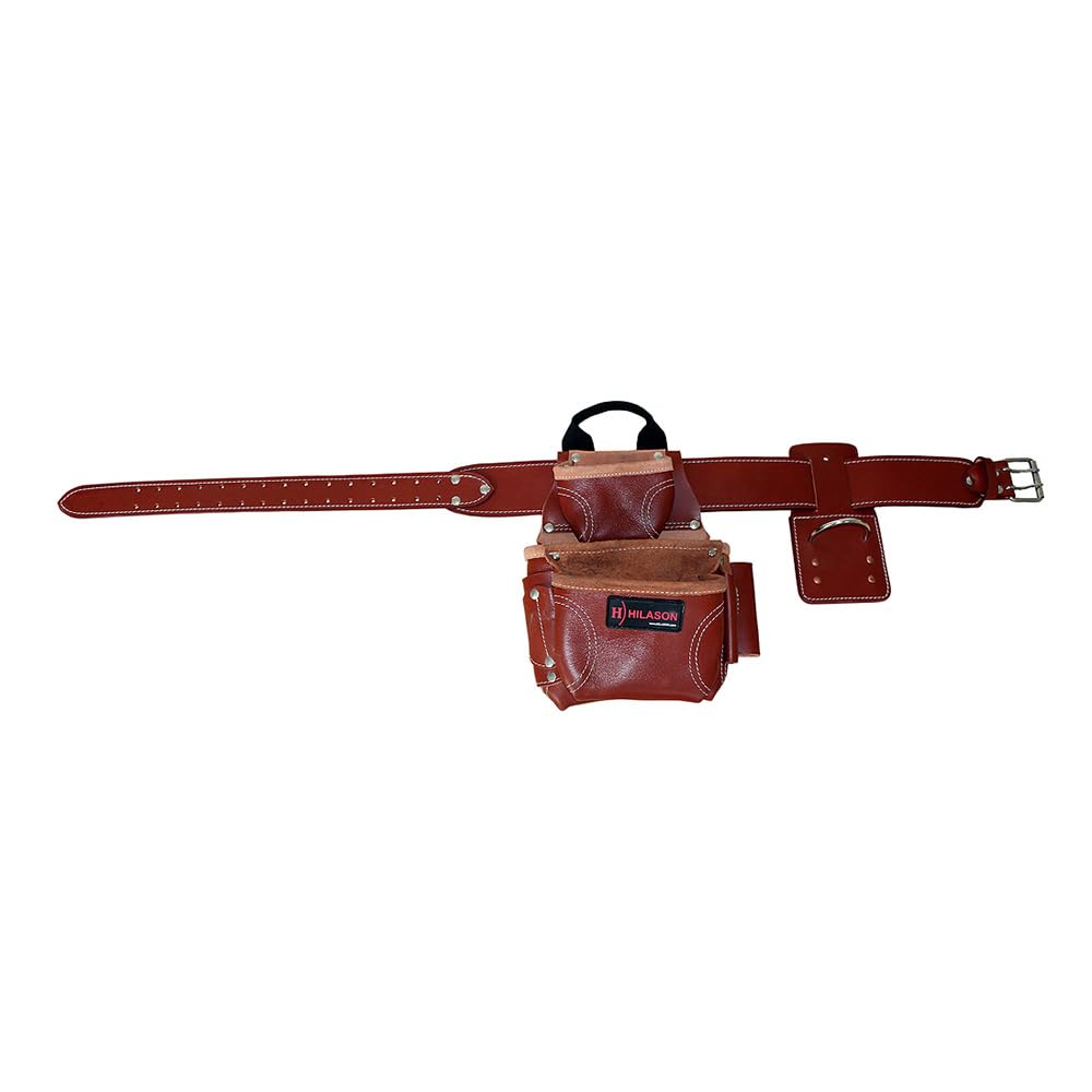 HILASON Leather Tool Bag Construction Handyman Farmers Organizer Storage Bags For Men Electrician Tools Home Wood Work