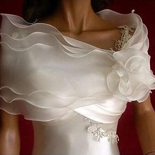 Wedding Shawl White Elegant Flower Multi Layer Tulle Shawl Wedding Wrap Bridal Chiffon Short C, 30cm2