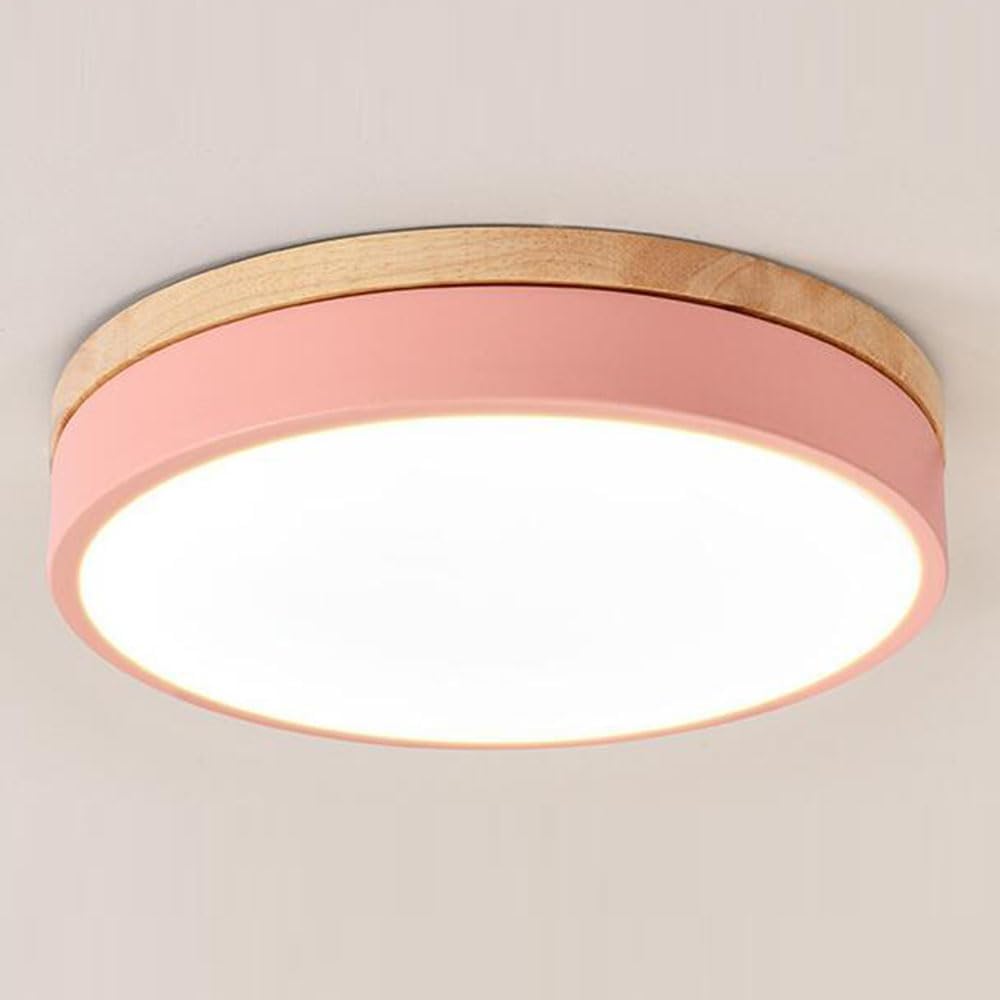 3000K-6000K Dimming Ceiling Lamp Creativearon Ceiling Lamp Fixture Easy Installation of Ceiling Lighting with Acrylic Lampshade Industrial Panel Light for Bedroom, Kitchen, Living Room(/Pink