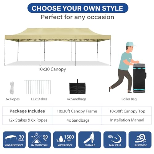 Image of COBIZI 10x20 Heavy Duty Pop Up Canopy Tent with 6 Sidewalls, Yellow