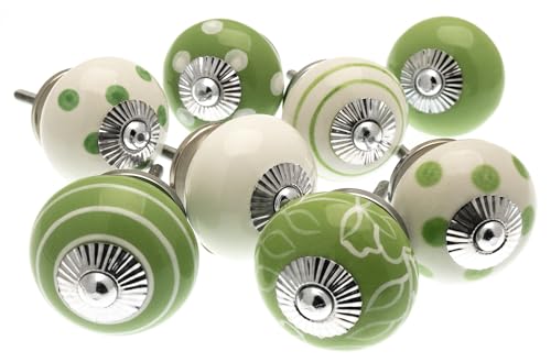 Mango Tree - Lot de 8 boutons de placard en céramique Vert pomme