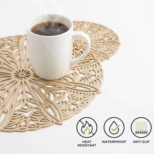 yuboo Small Gold Table Runner 36 Inches Round Hollow Flower Table Runner - image 7
