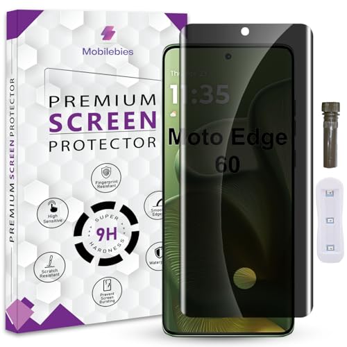 Image of Advanced HD+ UV Privacy Tempered Glass Screen Protector For Edge 60 5G / Edge 60 Pro 5G (6.67 Inch, Pack of 1) Full Adhesive UV Privacy Curved Screen, Case Friendly with installation kit