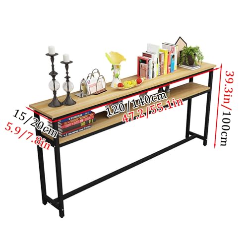 Mesa consola de doble capa industrial y estrecha de 140cm de largo 4