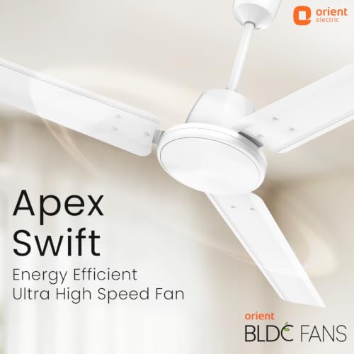 Image of Orient Electric Apex Swift 1200mm BLDC Ceiling Fan with Remote | BEE 5 Star Rated | High Speed, Energy Saving Motor | 210 CMM Air Delivery | Inverter Compatible | 3 Year Warranty by Orient |White