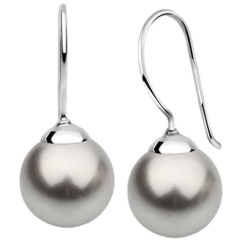Nenalina Earrings with 10 mm gray Pearls, Handmade of 925 sterling silver, 842403-193 Cover