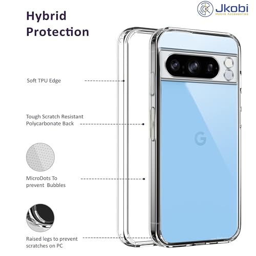 Image of Jkobi Back Case Cover for Google Pixel 8 Pro (Silicone Clear Shockproof Case with Camera Protection | Transparent | Soft and Flexible)