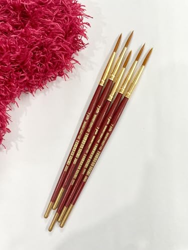 Image of polo Synthetic Hair Round Brushes 7 | Pack of 5 | Premium Fine Detail Paintbrush Set for Artists, Miniature, Watercolor & Acrylic Painting | Soft Bristles for Smooth & Precise Strokes