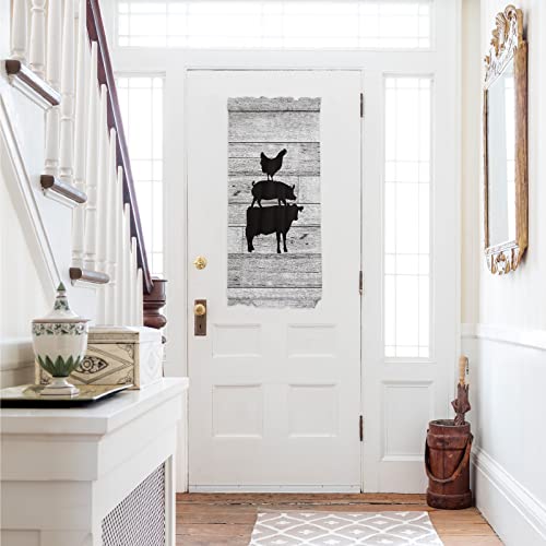 Door Curtains Panels Farm Animals Rooster Pig Cow French Door Window Drapes, Rod Pocket Curtains For Sliding Glass Doors With Matching Tieback Included 1 Panel (25 Inch By 40 Inch Wooden Board) #TOP20