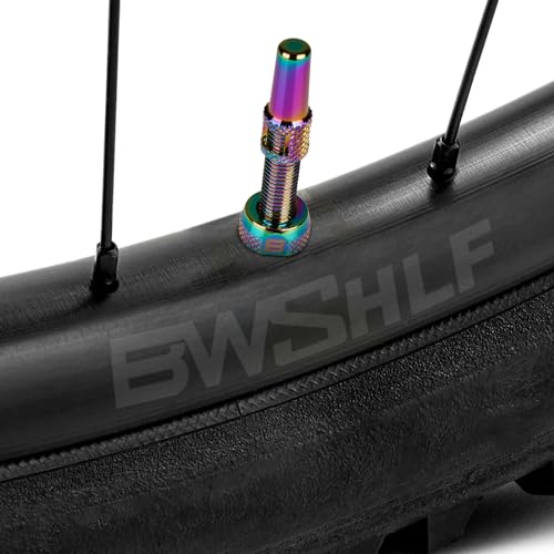 Image of BWSHLF Tubeless Presta Valve Stem 40 /44 /55 /60 /65 /70 /80 /100 mm, Super Light Alloy Presta Valve Stem Kit with Valve Core Remover Tool and Valve Stem Caps - Multiple Color and Size Options(Pair)