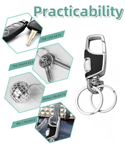 Image of 3pcs Heavy Duty Key Chain, 3 Pack Car Key Chains with 2 Metal Key Rings Carabiner Keychains