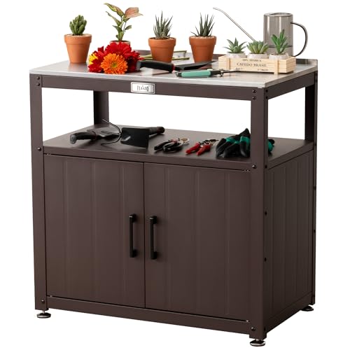 Feasto Garden Potting Bench with Storage Cabinet,Outdoor Gardening...