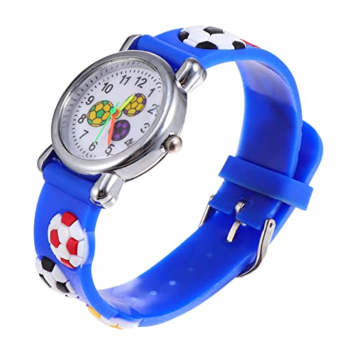 FRCOLOR 1 Pieza Reloj de Patrones de fútbol Mirar para pequeño Chicas Material del Espejo: Vidrio Ordinario Azul