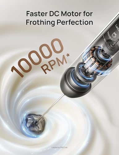 Image of DREO Handheld Milk Frother with Cup - 4-Model Settings for Latte Art-Level Microfoam 2550mAh Battery for 180+ Coffee & Drinks, IPX7 Waterproof, Fast Hands-Free Frothing, Easy-Clean, Black