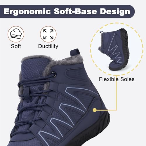 Winter Footwear Barefoot Shoes Women Men Zero Drop Barefoot Hiking Boots Slip On Warm Waterproof Snow Boot Minimalist Wide Toe Ankle Booties Five Finger Hike Shoes Outdoor4