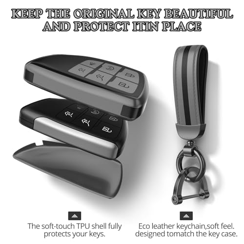 Image of For Chevy /GMC Key Fob Cover Accessories, Matte TPU Material, With a Cute Leather Keychain, for Silverado Sierra Tahoe Suburban Equinox Traverse Yukon Denali Terrain Acadia