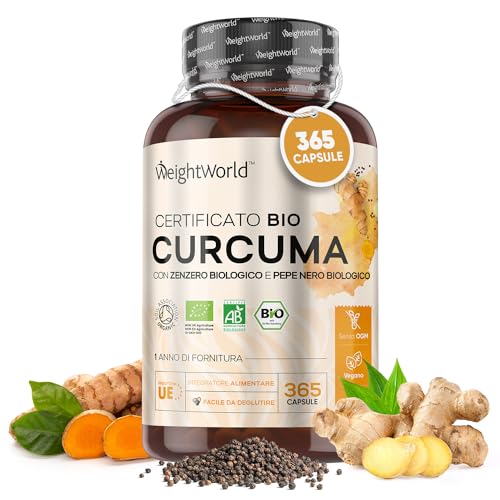 Curcuma Bio con Piperina e Zenzero, 365 Capsule Vegan