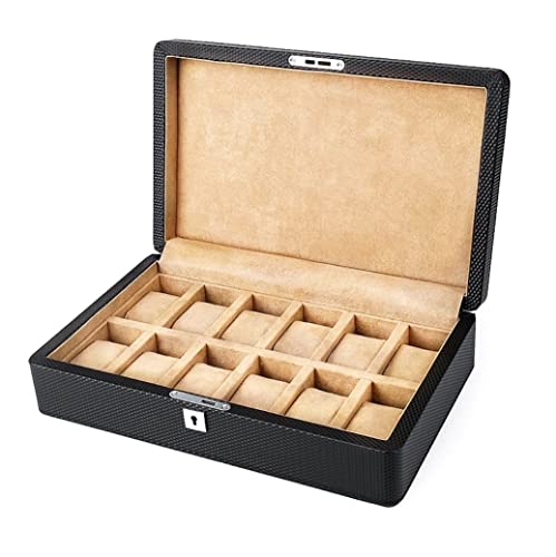 RUTAVM Aufbewahrung Uhrenbox Aufbewahrungskoffer Uhrenkoffer Reisedisplay 12 Fächer Tragbarer Uhrenbox-Ständer Mit Schloss Uhrenorganisator uhrenbox uhrenkasten (Color : B)