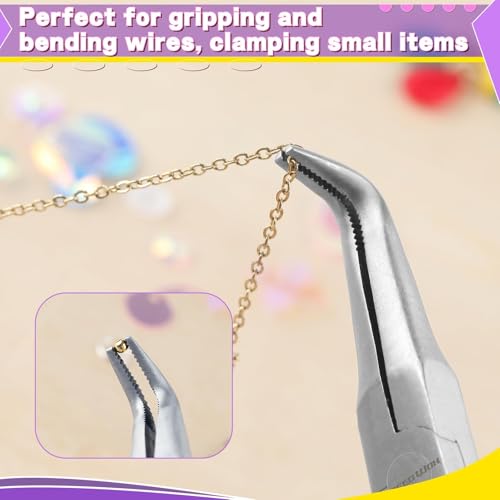 Image of SPEEDWOX Mini Bent Long Nose Pliers, Thin Jaw for Jewelry Craft & Beading