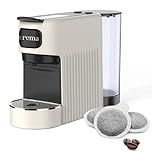 Macchina Caffè Cialde E.S.E. per Espresso Cremoso – 10 CIALDE COMPRESE, Macchinetta Del Caffe Cialde Compatta, Serbatoio 1.2L, Spegnimento Automatico, Espulsione Cialda, Vassoio Regolabile - Beige