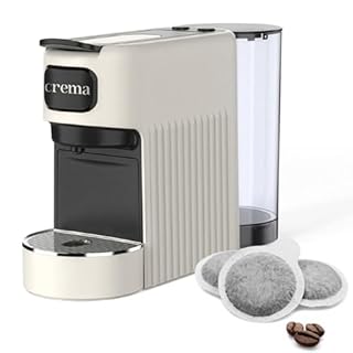 Macchina Caffè Cialde E.S.E. per Espresso Cremoso – 10 CIALDE COMPRESE, Macchinetta Del Caffe Cialde Compatta, Serbatoio 1.2L, Spegnimento Automatico, Espulsione Cialda, Vassoio Regolabile - Beige