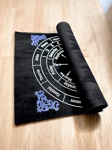 Image of Dowsing Fabric Pad with Rudraksh Pendulum| Size 10 x 8 Inch | Energy Work Mat for Pendulum Reading | Velvet Pendulum Divination Mat