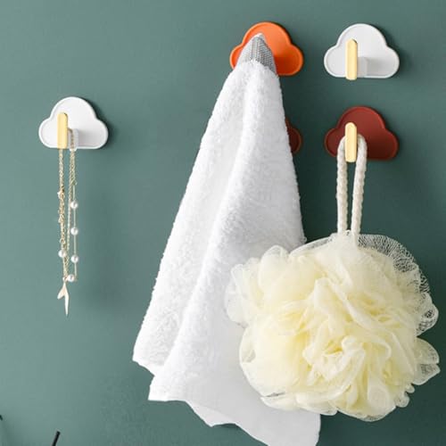 4er-Set Wolken-Wandhaken Selbstklebende Kinder-Wolken-Kleiderhaken Handtuchhaken Nicht bohrend weiß Geeignet für Handtücher Rucksäcke Hüte Oberbekleidung Schlüssel Kleidung Bad Kinderzimmer Küche