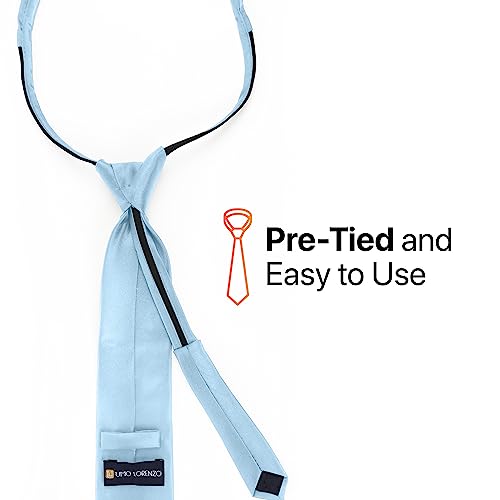Image of boxed-gifts Umo Lorenzo Mens Zipper Ties Solid Color Pre Tied Polyester Neckties for Men and Women