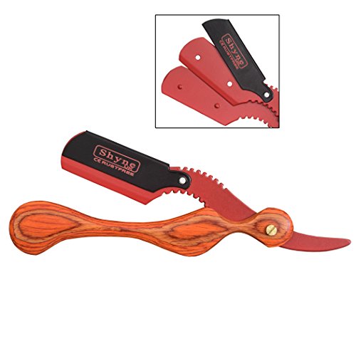 Black & Dotted Straight Cut Throat Shaving Razor Wooden Barber Hair Salon