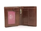 1 Geschenkbox inklusiv GIUDI ® Geldbörse Herren Echtleder Cognac Hochformat Geteiltes Münzfach Mit Reißverschluss (Braun)