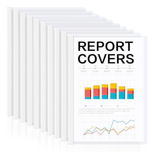 Deli E5538 10 Pack Sliding Bar Clear Report Covers cover
