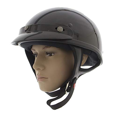 Outlaw Helmets T70 Glossy Black - Dot Approved - Half Helmet Motorcycle Men & Women - Adult Unisex Skull Cap For Bike, Scooter, Atv, Utv, Chopper, Skateboard (Small) #TOP1