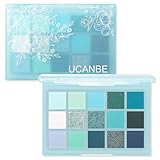 UCANBE 15 Color Eyeshadow Palette – Shimmer Matte Glitter Metallic Cool Tones Shades in White, Blue, Green, Mint, Teal, Navy – High Pigmented Blendable Eye Makeup Palette Kit