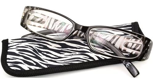 Foster Grant Zola Zebra Women's Rectangular Readers with Soft Case +2.75