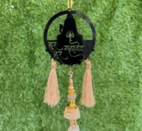 DALLI NESH NATURE WOOD Mahadev Car Hanging Ornament, Black and Blue, Traditional Indian Style, 20 x 8 x 2 cm-image-41