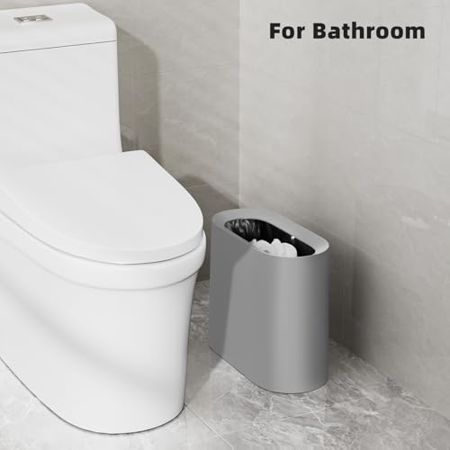 Image of SUBEKYU 2.3 Gal Bathroom Trash Can,Small Garbage Can for Kitchen,Grey