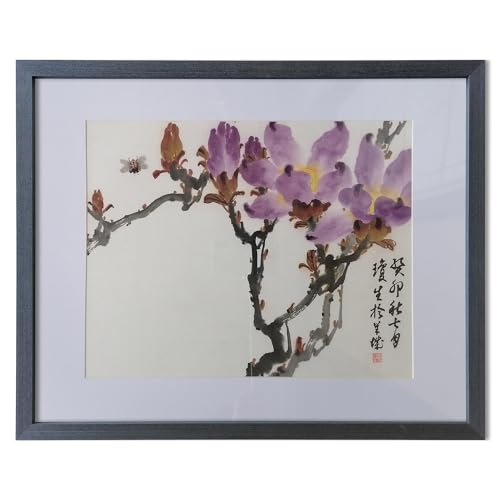 Peinture à l'encre de fleurs et d'oiseaux pour décorer un salon chaleureux