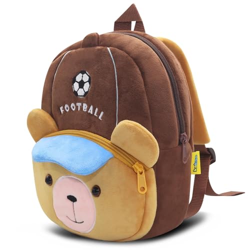 PROTAURI Zainetto Bambino 1-4 Anni, Zaino Asilo Bimba Comod, Sacca Asilo Leggero, Design Orso Calciatore